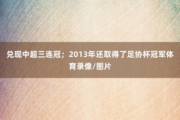 兑现中超三连冠;2013年还取得了足协杯冠军体育录像/图片