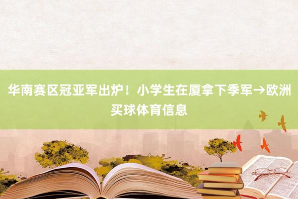 华南赛区冠亚军出炉！小学生在厦拿下季军→欧洲买球体育信息