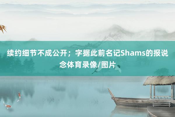 续约细节不成公开；字据此前名记Shams的报说念体育录像/图片