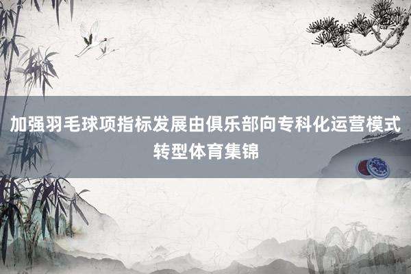 加强羽毛球项指标发展由俱乐部向专科化运营模式转型体育集锦