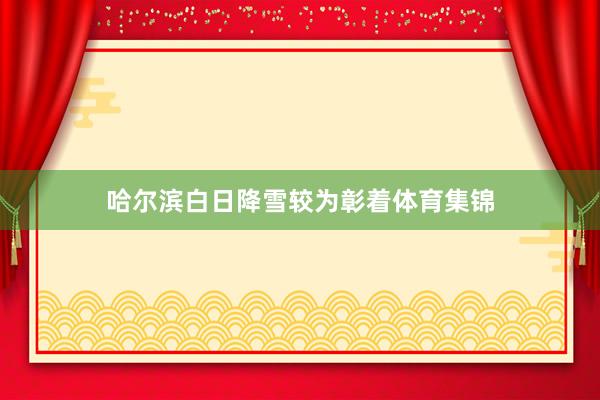 哈尔滨白日降雪较为彰着体育集锦