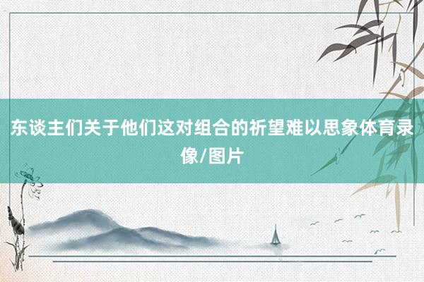 东谈主们关于他们这对组合的祈望难以思象体育录像/图片