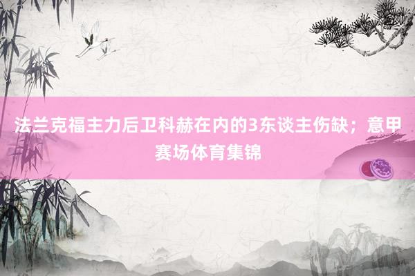 法兰克福主力后卫科赫在内的3东谈主伤缺;意甲赛场体育集锦