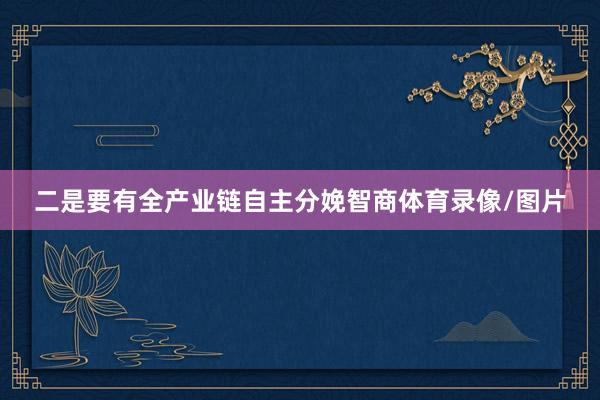 二是要有全产业链自主分娩智商体育录像/图片